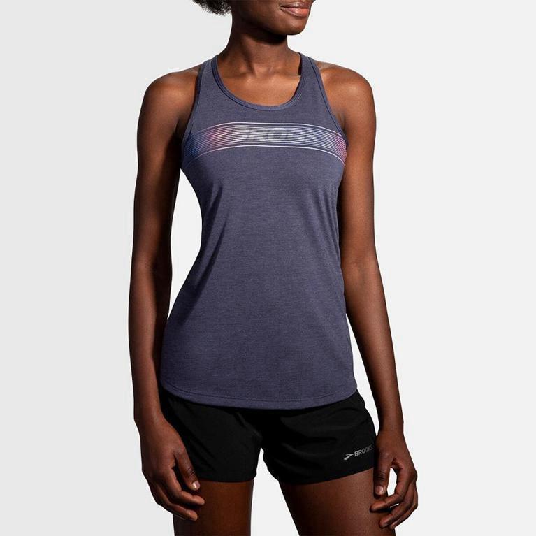 Brooks Distance Graphic NZ - Women's Running Tank Top - Grey (41857-PHSI)